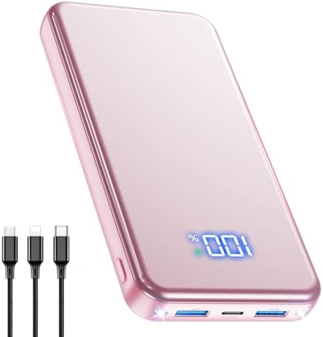 (-35%) Power Bank, 30% Größere Kapazität 26800mAh Powerbank, mit 3-in-1 Kabel,Rosa