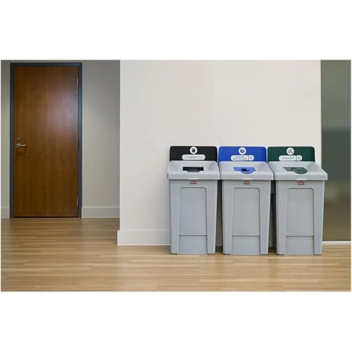 Image of Rubbermaid Commercial Products SLIM JIM Recycling Station 1-Stream Mixed Recycling Bin /Can /Kit /Station, 33 GAL, for Kitchens /Classrooms /Offices /Back of House /Higher Education /Commercial Facilities