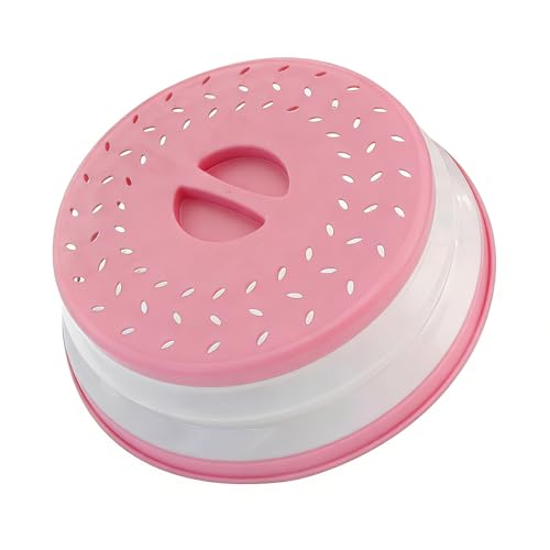 Image of Small Collapsible Microwave Splatter Cover, Microwave Plate Cover With Steam Vent(8.5 IN,pink)