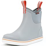 Showave Men's Deck Boots Waterproof Ankle Rubber Rain Boots for Boating Sailing Fishing, Size 11,Gray