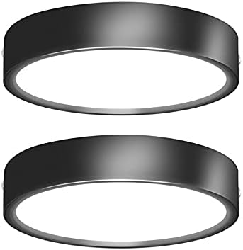 CHENBEN Flush Mount Ceiling Light,Ceiling Light Fixture Ultral Thin 25W 6500K 5.51 Inch,Black Light Fixture for Kitchen/Bathroom/Aisle/Closet Lighting,2 Pack