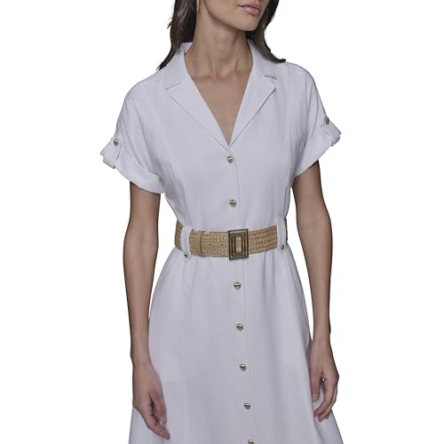 Image of Karl Lagerfeld Women's Light Collared Short Sleeve Midi Dress