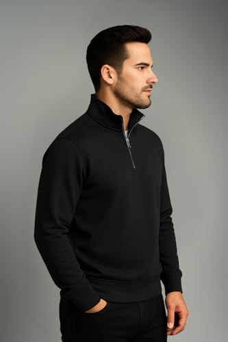 Image of Half Zipper Solid Sweatshirt for Men