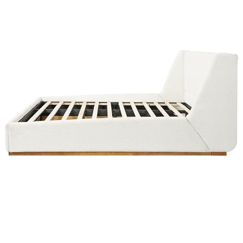 Christopher Knight Home Tanya Boucle Upholstered King Size Bed Frame with Wingback Headboard, Modern King Bed Frame and Headboard, Wooden Slats Support, Easy Assembly, No Box Spring Needed, White by Christopher Knight Home - Image 6