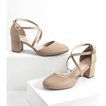 Greatonu Damen Pumps Riemchenpumps Spangenpumps Sandale mit Kreuz Knöchelriemen Blockabsatz Geschlossener Spitze Glitzer Pumps - Perfekt für Hochzeiten und Partys – Bild 4