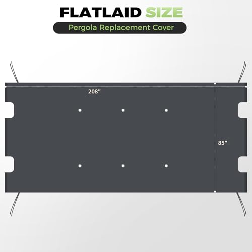 Image of 85'' x 208'' Universal Pergola Replacement Cover for Doubleton Steel Pergola L-PG080PST, Waterproof Sunshade Canopy Top for Patio Gazebo, Deck, Porch, Yard, Outdoor Cover Only (Light Gray)