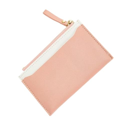 Card Holder Unisex Fashion Simple Zipper Coin Purse(Pink)