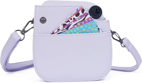 Riosin Instant Mini 12 Protective Case for Fujifilm Instax Mini 12/11 Camera,Premium Leather Camera Bag Cover with Pocket and Removable&Adjustable Strap (Lilac Purple) - Image 3