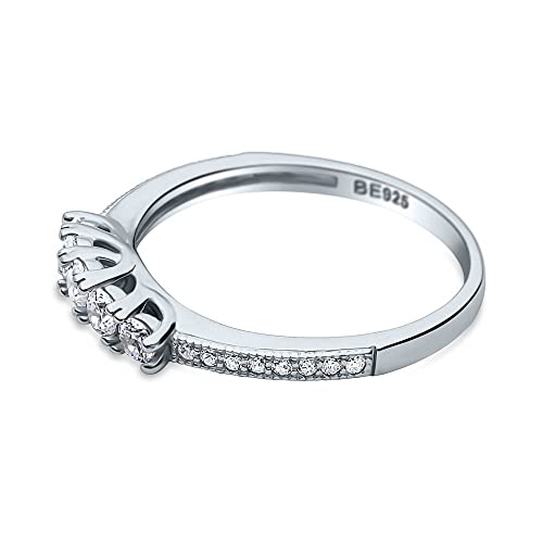 BERRICLE Sterling Silver 5-Stone Rings Stackable Curved Half Eternity Band Ring for Women, Round Cut Cubic Zirconia CZ3