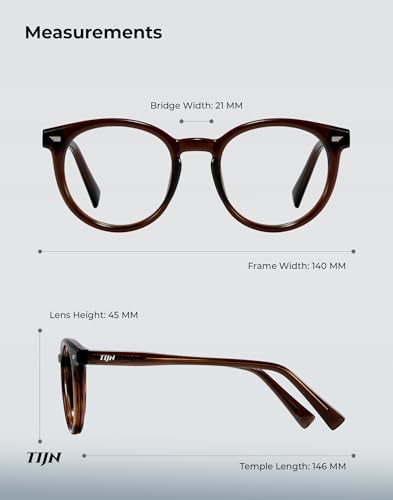 Image of TIJN Blue Light Blocking Glasses Men Women Vintage Thick Round Rim Frame Eyeglasses
