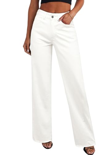 PRETTYGARDEN Wide Leg Jeans for Women Trendy High Waisted Stretchy Baggy Raw Hem Denim Palazzo Pants...