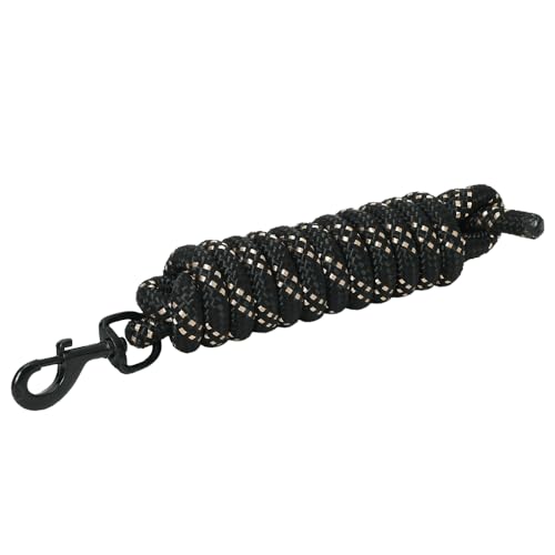 HILASON 8 ft Western Horse Specially Designed Blocker Lead Rope w/snap | Ropes for Horses Halter Black/Gold