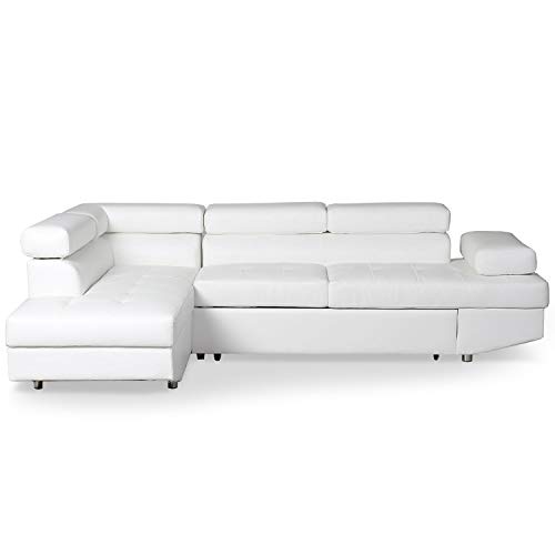 Menzzo Lido Canapé Convertible, Polyuréthane, Blanc, Taille Unique