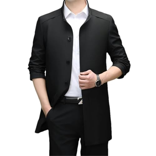 Men's Trench Coat in The Long Stand Collar BusinessTrend Solid
