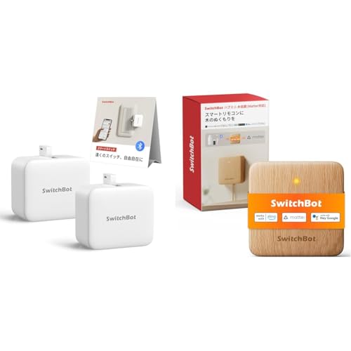 �y�Z�b�g�����zSwitchBot �X�C�b�`�{�b�g �X�C�b�` �{�^���ɓK�p �w���{�b�g �X�}�[�g�X�C�b�` �Ɠd���X�}�[�g�� �X�}�z�ŉ��u���� �z���C�g 2���� + �X�}�[�g�����R�� �n�u�~�j(Matter�Ή�) Alexa �ȒP�Z�b�g�A�b�v�ɑΉ� Hub 