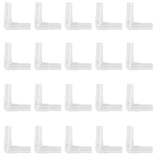 lasenersm 20 Pieces Aquarium Air Valve Connector Aquarium Air Tube Connector Plastic Elbow Connector L-Shaped Tubing Connector for Fish Tank 4mm Airline Tube, Transparent