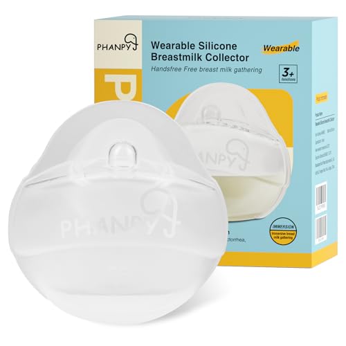 Phanpy Wearable Breast Milk Collector, Manual Breast Pump, Silicone Breast Shells Milk Collector, Wearable Milk Catcher for Breastfeeding, Breast Pads for Leaking Milk(3 oz, 1 pcs)