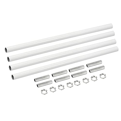 Image of MECCANIXITY Threaded Extension Rod, 9.8 inch Lamp Pipe with Connector Light Fixture Parts for Pendant Light Island Lighting Chandeliers Stems, White 4 Set