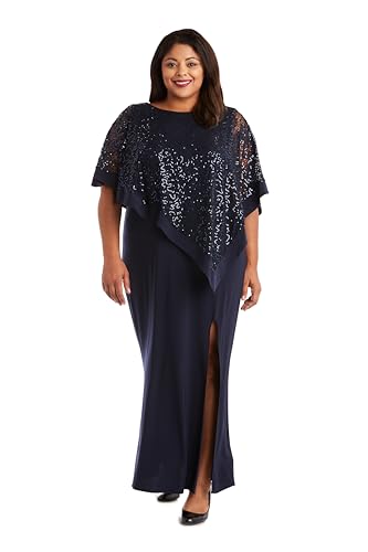 Image of R&M Richards Women's Sequin Lace Poncho Overlay Sheath Dress for Wedding Guest, Cocktail Attire & Evening Occasions