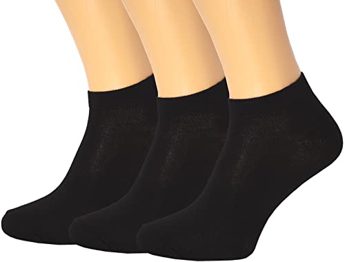 RONDO 3 Pack Unisex Thin Cotton Ankle Socks Dry Fit Low Cut Running Socks (Black Sizes 6-12 US/Socks Sizes 10-13)