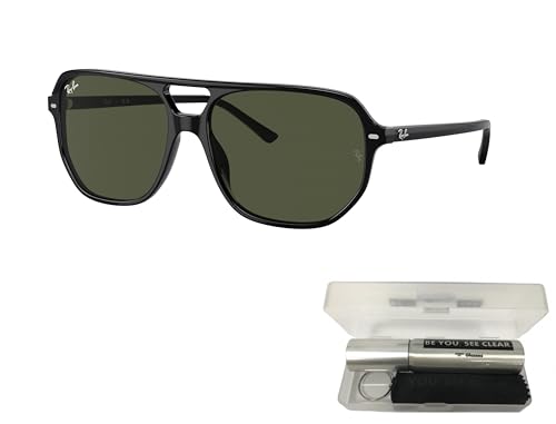 Ray-Ban RB2205 Sunglasses Bundle: RB 2205 BILL ONE 901/31 Bill One Black Green and Eyewear Cleaning Kit2