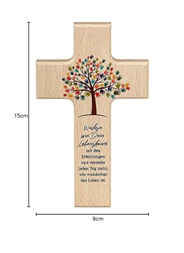 Holzkreuz Mamemi Lebensbaum 15 cm aus Buchenholz für Kinder
