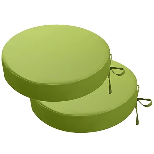 PRIMEPATIO Lot de 2 coussins de chaise ronds, pour l'extérieur, imperméables, couleurs résistantes, avec rubans, meubles de terrasse, 40 x 40 cm, vert