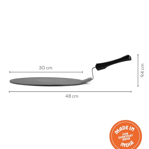 Image of Borosil 30 cm Non-Stick Dosa Tawa | Hard Anodized Aluminium Grade 3003 | Glossy Exterior & Matt Interior | Even Heat Distribution | Easy to Clean | 2 Years Warranty