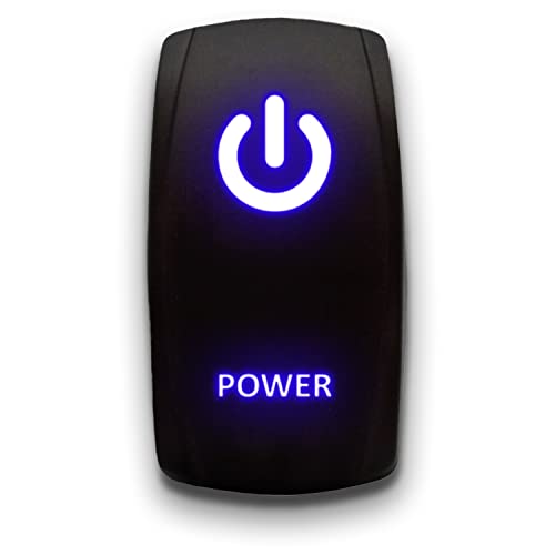 Power - Blue - Laser Etched Toggle Switch 20A 12V - Vertical Rocker Switch 5-Pin Dpst #TOP26