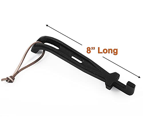 Delsbbq Grill Grate Lifter, Cast Iron Cooking Grid Lifter, Barbecue Universal Grate Lifter Tool For Most Charcoal Grills And Gas Grills, Grate Hook, Grate Handle, 2 Pack #TOP3