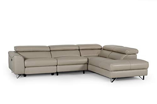 Limari Home Luciano Collection Modern Eco-Leather Upholstered Living Room Sectional Sofa with Electric