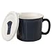 CorningWare French White 20oz Mug with Vented Plastic Cover Midnight