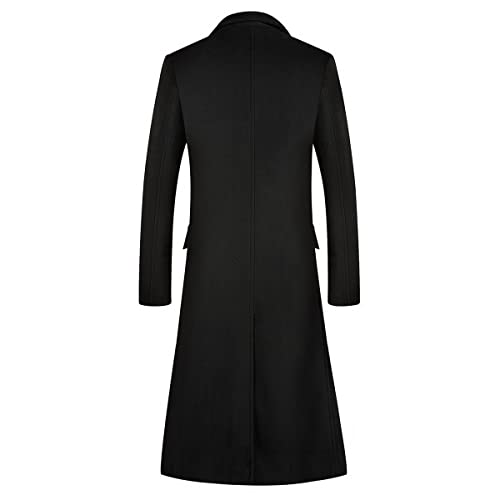 YOUTHUP Mens Winter Coat Slim Fit Wool Overcoat Knee-Length Elegant Trench Coat Business Peacoat