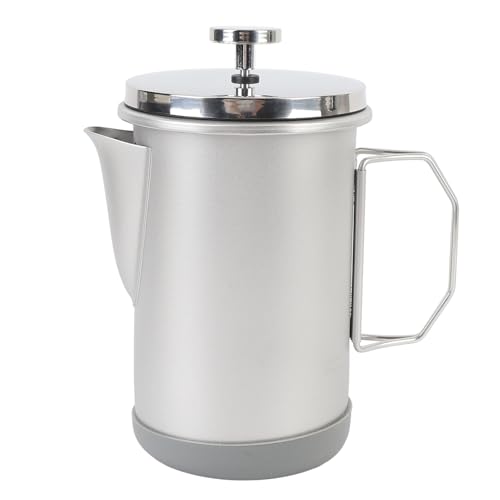 HURRISE French Press Coffee Maker Portable 304 Stainless Steel Hand Brewed Coffee Press Teapot for Camping 1000ml (Silver)