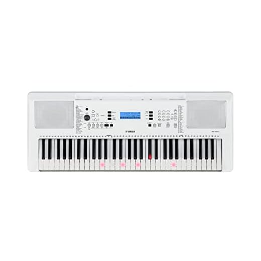 Yamaha EZ-300 Digital Keyboard, weiß – Portables Lern-Keyboard mit USB-to-Host-Anschluss – Keyboard mit 61 anschlagdynamischen Leuchttasten