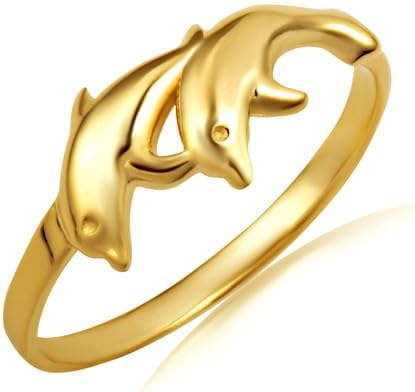 Dolphins Ocean Fine Ring Real Solid 10K Gold