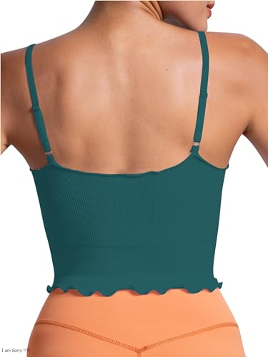 Image of Sunzel Tank Top for Women, V Neck Seamless Ribbed Crop Camisole with Ruffles