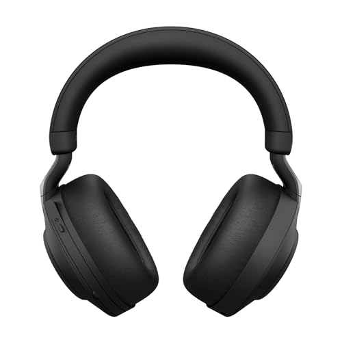 Image of Jabra Evolve2 85 Wireless Headset with Charging Stand - Noise Cancelling Microsoft Teams Certified Stereo Headphones with Long-Lasting Battery - USB-C Bluetooth Adapter - Black