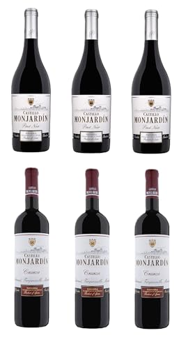 Castillo Monjardín, 'COLECCIÓN SUPER OFERTAS TINTOS'. Set de 6 Botellas de Vino Tinto Crianza D.O. Navarra: 3 botellas Pinot Noir 2023 y 3 botellas Crianza Coupage 2022