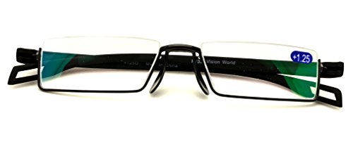 Featherweight Slim Half Rim Memory Flex Reading Glasses With Anti-Reflective Ar Coating (Black, 2.50) #TOP1