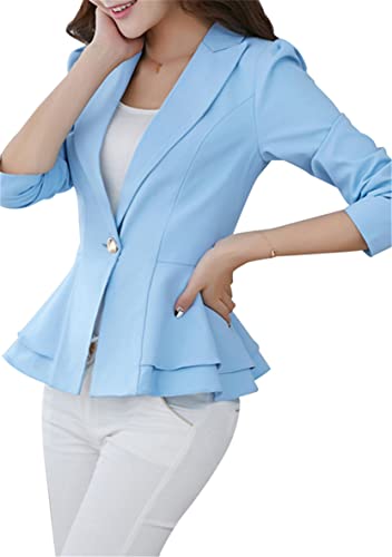 WIWIQS Women's Open Front Long Sleeve Work Office Jackets Blazer Lightweight Solid Color Slim Fit Blazers3