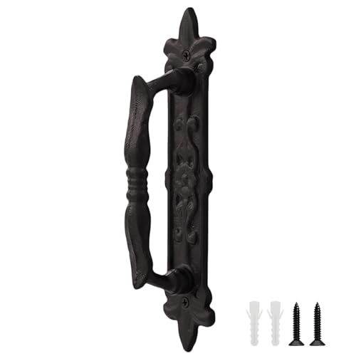 KLEHOPE Poignée Porte Coulissante Noire, Poignée de Porte Extérieure en Fer Forgé, Longueur 235...