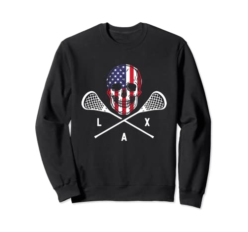 Bandera de Estados Unidos Lax Esqueleto | Lax Player | Lacrosse Sudadera
