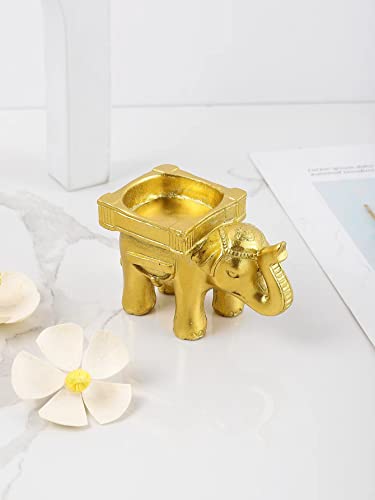 Amerry 2Pcs Golden Luck Elephant Candle Holder，Tealight Candlestick，Tea Light Candle Holder Candle Lamp For Table Centerpiece Wedding,Party Decor (Gold) #TOP1