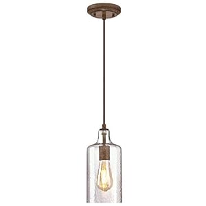 Westinghouse 6371300, Barnwood Finish with Clear Textured Glass Carmen One-Light Indoor Mini Pendant, Size Westinghouse 6371300 Barnwood Finish with Clear Textured Glass Carmen One Light Indoor Mini Pendant Size