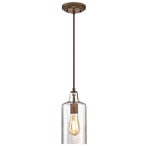 Westinghouse-6371300-Barnwood-Finish-with-Clear-Textured-Glass-Carmen-One-Light-Indoor-Mini-Pendant-Size Westinghouse 6371300 Barnwood Finish with Clear Textured Glass Carmen One Light Indoor Mini Pendant Size