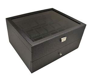 36 Watch CASE 52mm Watches Storage Organizer Box Glass top Leatherette