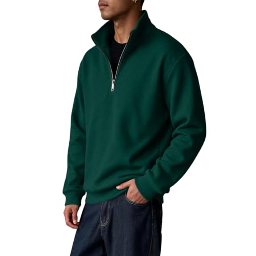 Mens Pullover Quarter Zip Fleece Mockneck 1/4 Zipper Graphic Sweatshirts - image 2