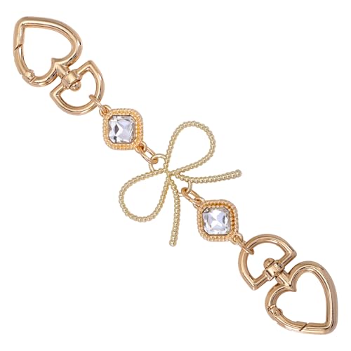 Cadena Extensora Bolso, Delicada Cadena Extensora Bolso Pequeño Lazo y Piedras Preciosas Blancas Cadena Extensora Correa Bolso Accesorio Repuesto Perfecto para Bolso Cartera Bolso(Dorado)