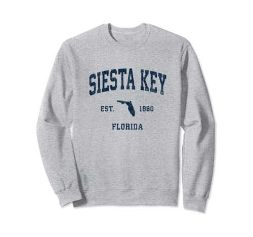Diseño deportivo deportivo vintage de Siesta Key Florida FL, azul marino Sudadera